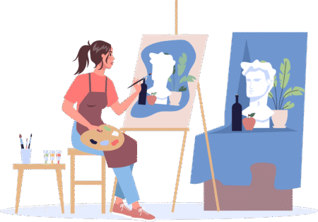 Asset 2 graphic of woman painting
