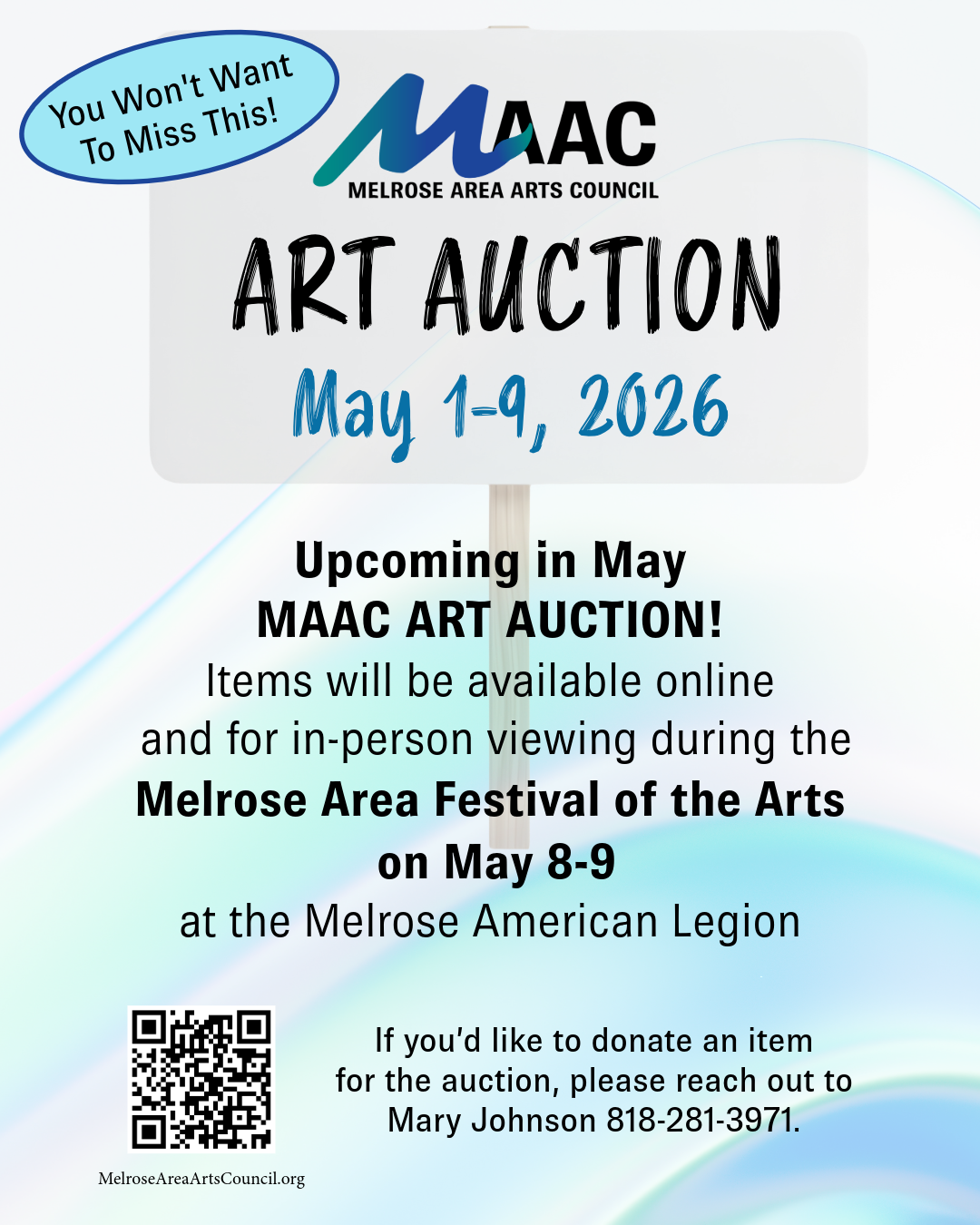 Save the Date for the Art Auction in May