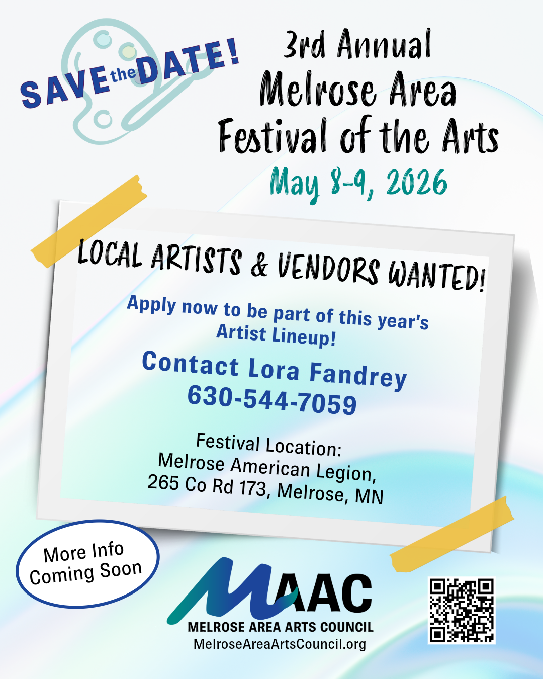 Festival ad information and local artist and vendors wanted