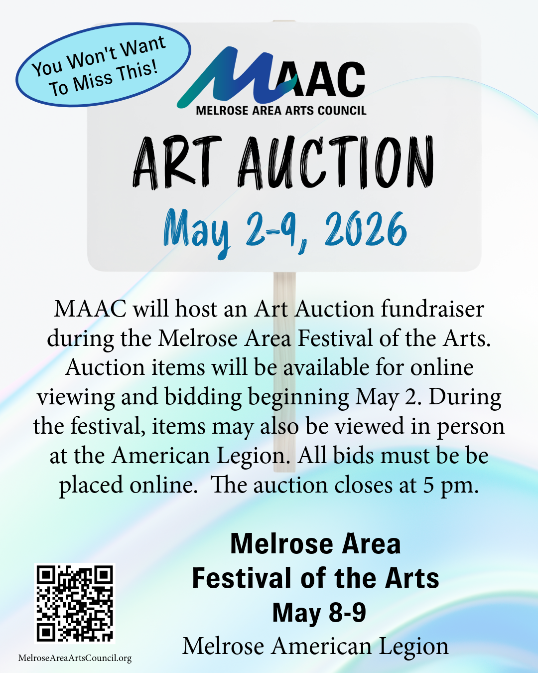 advertising for the MAAC Art Auction